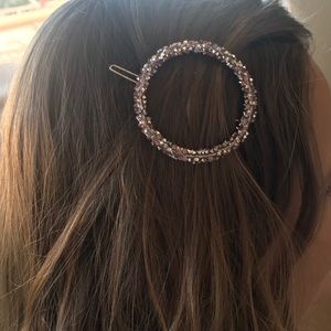 Round Pink Crystal Hair Clip 3pack